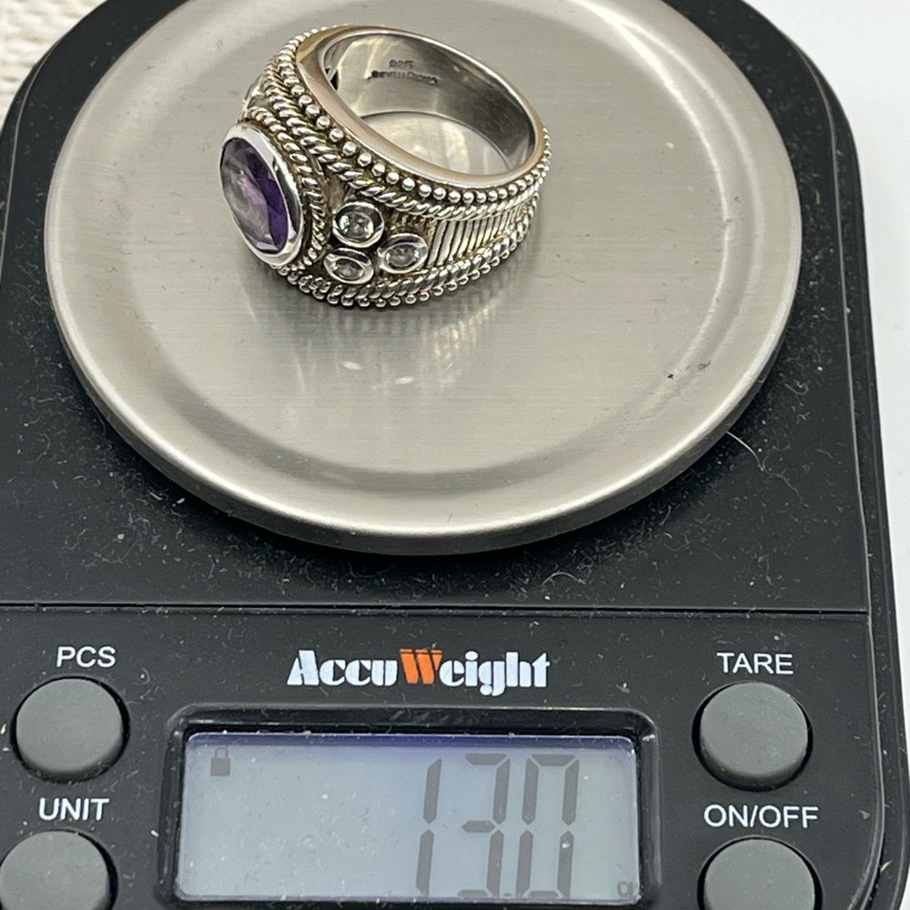 Vintage Judith Ripka Sterling Silver Amethyst Statement Ring – Size 5.75 - Picture 16 of 16